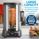 Pemanggang Rotisserie Vertikal Baridi, Kebab, Gyros, Tusuk Sate, Panggang, 1500W, 21L, Hitam - DH216